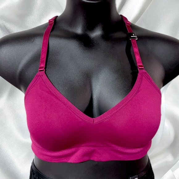 TORRID BERRY PINK DEEP V RACERBACK LIGHTLY PADDED SEAMLESS BRALETTE NEW - Picture 7 of 14
